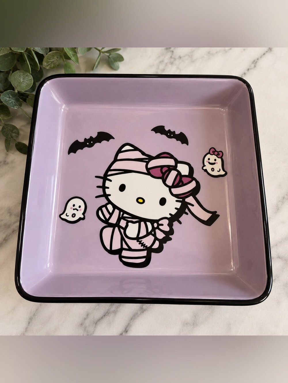 Hello Kitty Mummy Halloween Ceramic Dish Ghosts Bats